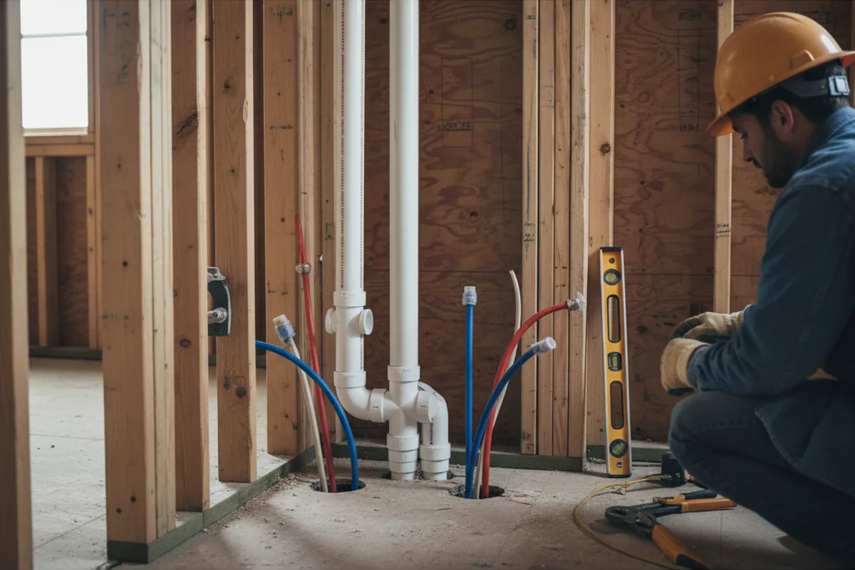 Drain and supply rough-in during Drain Cleaning in Hecker