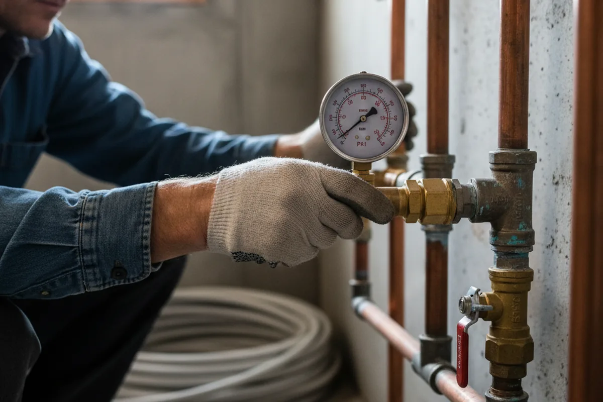 Pressure testing a repaired line during Water Line Repair in Hecker